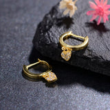 Zircon Hoop Earrings 925 Silver Heart Charm Drop Earrings for Women