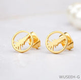 Tree Round Earring Studs Women Jewelry Girl Nice WUSEEH
