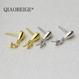 925 Silver Drop Shape Earrings for 6-12 mm Pearl, DIY Accessories
