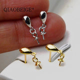 925 Silver Drop Shape Earrings for 6-12 mm Pearl, DIY Accessories