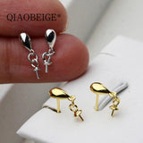925 Silver Drop Shape Earrings for 6-12 mm Pearl, DIY Accessories