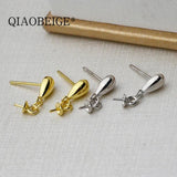 925 Silver Drop Shape Earrings for 6-12 mm Pearl, DIY Accessories