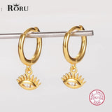 925 Silver Evil Eye Hoop Earrings Huggie Plated for Women Girls