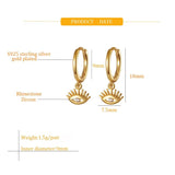 925 Silver Evil Eye Hoop Earrings Huggie Plated for Women Girls