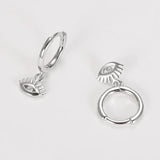 925 Silver Evil Eye Hoop Earrings Huggie Plated for Women Girls
