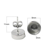 925 Silver Stud Earring with 8mm Bezel Setting