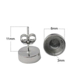 925 Silver Stud Earring with 8mm Bezel Setting
