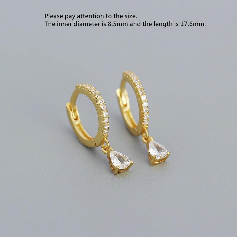 925 Silver Zircon Drop Earring OL Style Woman Girl Ear Jewel