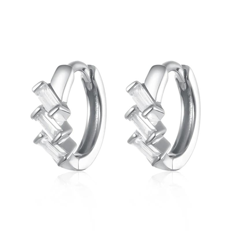S925 Silver Small Hoop Earrings with Zircon for Women's Summer