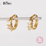 S925 Silver Small Hoop Earrings with Zircon for Women's Summer