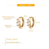 S925 Silver Small Hoop Earrings with Zircon for Women's Summer