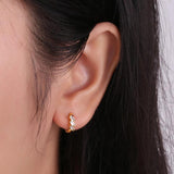S925 Silver Small Hoop Earrings with Zircon for Women's Summer