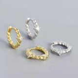 925 Silver Earring Geometric Leaf Pattern Woman Ear Jewelry