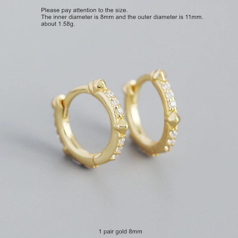 925 Silver Earring Rivet Ear Ring Zircon Flower Star Ear Bone French Style