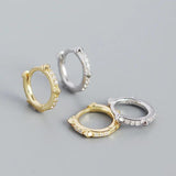 925 Silver Earring Rivet Ear Ring Zircon Flower Star Ear Bone French Style