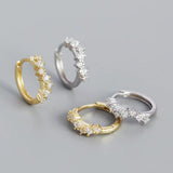 925 Silver Earring Rivet Ear Ring Zircon Flower Star Ear Bone French Style