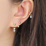 S925 Sterling Silver Zircon Half Circle Hook Earring