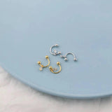 S925 Sterling Silver Zircon Half Circle Hook Earring