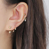 S925 Sterling Silver Zircon Half Circle Hook Earring