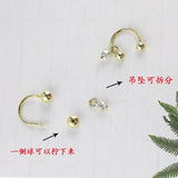 S925 Sterling Silver Zircon Half Circle Hook Earring