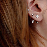 S925 Sterling Silver Zircon Half Circle Hook Earring