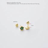 925 Silver Colored Zircon Star Smiley Screw Stud Earrings