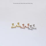 925 Silver Colored Zircon Star Smiley Screw Stud Earrings