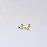 925 Silver Colored Zircon Star Smiley Screw Stud Earrings