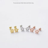 925 Silver Colored Zircon Star Smiley Screw Stud Earrings