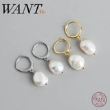 Baroque Pearl Pendant Stud Earrings 925 Silver Jewelry