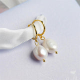Baroque Pearl Pendant Stud Earrings 925 Silver Jewelry