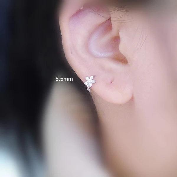 925 Sterling Silver Zircon Flower Butterfly Earrings