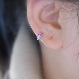 925 Sterling Silver Zircon Flower Butterfly Earrings