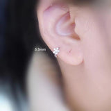 925 Sterling Silver Zircon Flower Butterfly Earrings