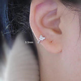 925 Sterling Silver Zircon Flower Butterfly Earrings