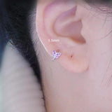 925 Sterling Silver Zircon Flower Butterfly Earrings