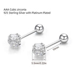 3D Round CZ Ball 925 Silver Stud Earrings For Women Girls Kids