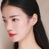 3D Round CZ Ball 925 Silver Stud Earrings For Women Girls Kids