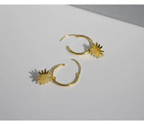 925 Silver Sunflower Round Short Pendant Earring for Women