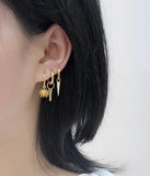 925 Silver Sunflower Round Short Pendant Earring for Women