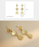 925 Silver Sunflower Round Short Pendant Earring for Women