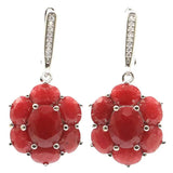 Real Red Ruby CZ Jewelry Set Women Wedding Fine Silver Pendant Earrings