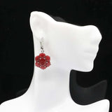 Real Red Ruby CZ Jewelry Set Women Wedding Fine Silver Pendant Earrings