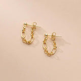 925 Silver Punk Link Chain Hollow Stud Earrings for Women