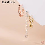 925 Silver Punk Link Chain Hollow Stud Earrings for Women