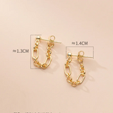 925 Silver Punk Link Chain Hollow Stud Earrings for Women