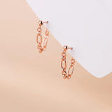 925 Silver Punk Link Chain Hollow Stud Earrings for Women