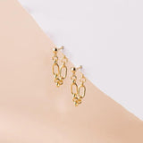 925 Silver Punk Link Chain Hollow Stud Earrings for Women