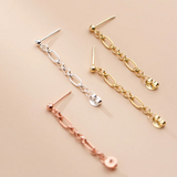 925 Silver Punk Link Chain Hollow Stud Earrings for Women