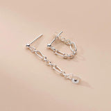 925 Silver Punk Link Chain Hollow Stud Earrings for Women